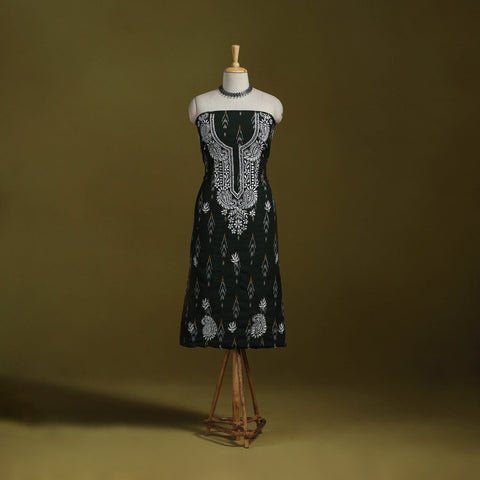 Lucknowi chikankari work pochampally ikat unstitched kurta