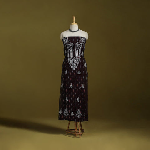 Lucknowi chikankari work pochampally ikat unstitched kurta