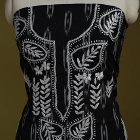 Lucknowi chikankari work pochampally ikat unstitched kurta