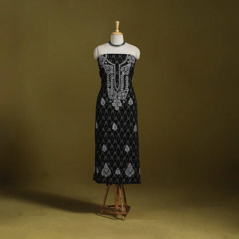 Lucknowi chikankari work pochampally ikat unstitched kurta