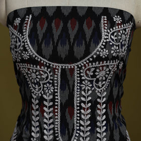 Lucknowi chikankari work pochampally ikat unstitched kurta