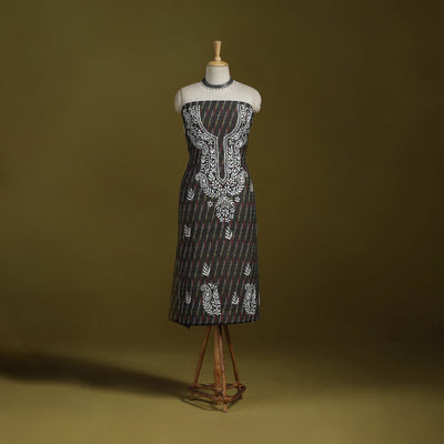 Lucknowi chikankari work pochampally ikat unstitched kurta