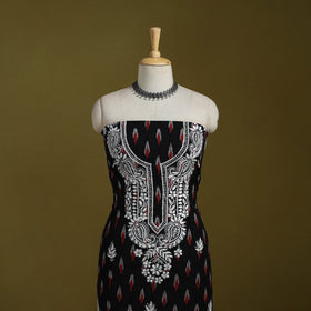 Lucknowi chikankari work pochampally ikat unstitched kurta