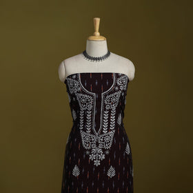 Lucknowi chikankari work pochampally ikat unstitched kurta
