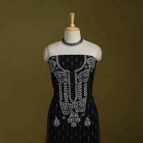 Lucknowi chikankari work pochampally ikat unstitched kurta