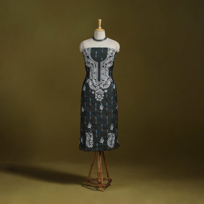 Lucknowi chikankari work pochampally ikat unstitched kurta