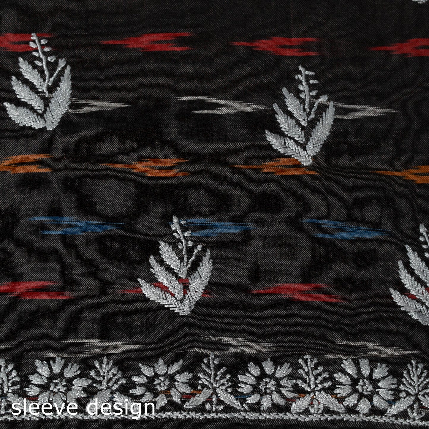 Lucknowi chikankari work pochampally ikat unstitched kurta