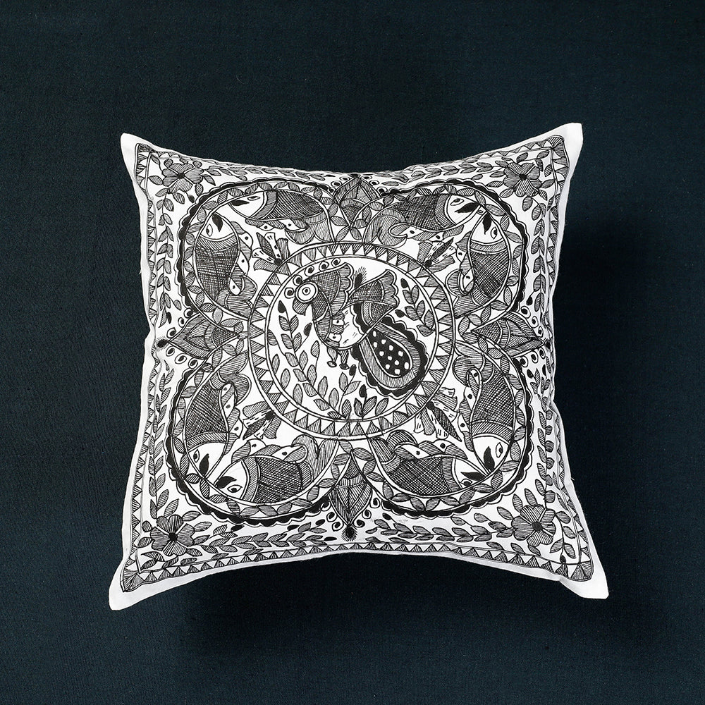  Madhubani Handpainted Cotton Cushion Cover Online at iTokri.com