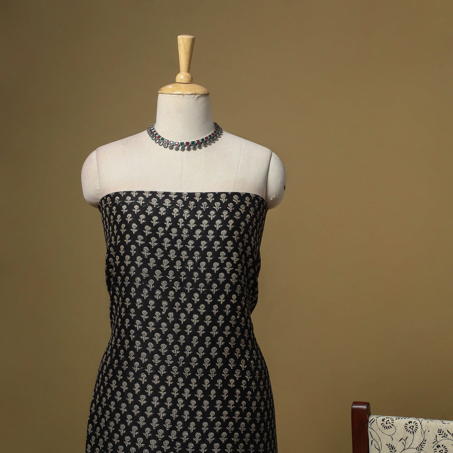 Maheshwari silk bagru hand 3pc unstitched dress material 07