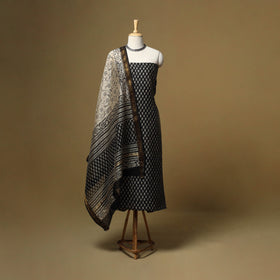 Maheshwari silk bagru hand 3pc unstitched dress material 07