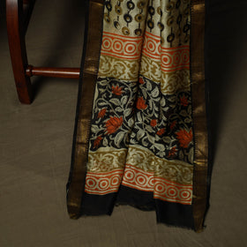 Maheshwari silk hand block bagru print 3pc unstitched dress