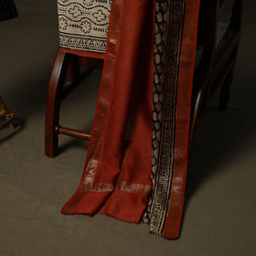 Maheshwari silk hand block bagru print 3pc unstitched dress