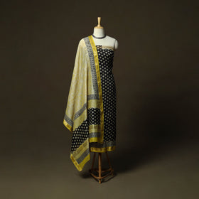 Maheshwari silk hand block bagru print 3pc unstitched dress