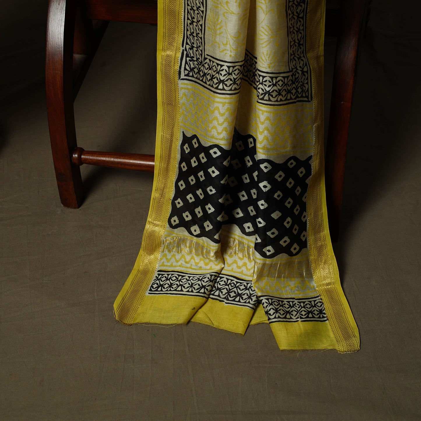 Maheshwari silk hand block bagru print 3pc unstitched dress