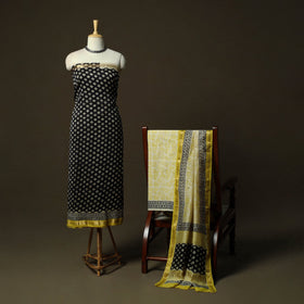 Maheshwari silk hand block bagru print 3pc unstitched dress