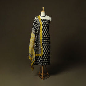 Maheshwari silk hand block bagru print 3pc unstitched dress