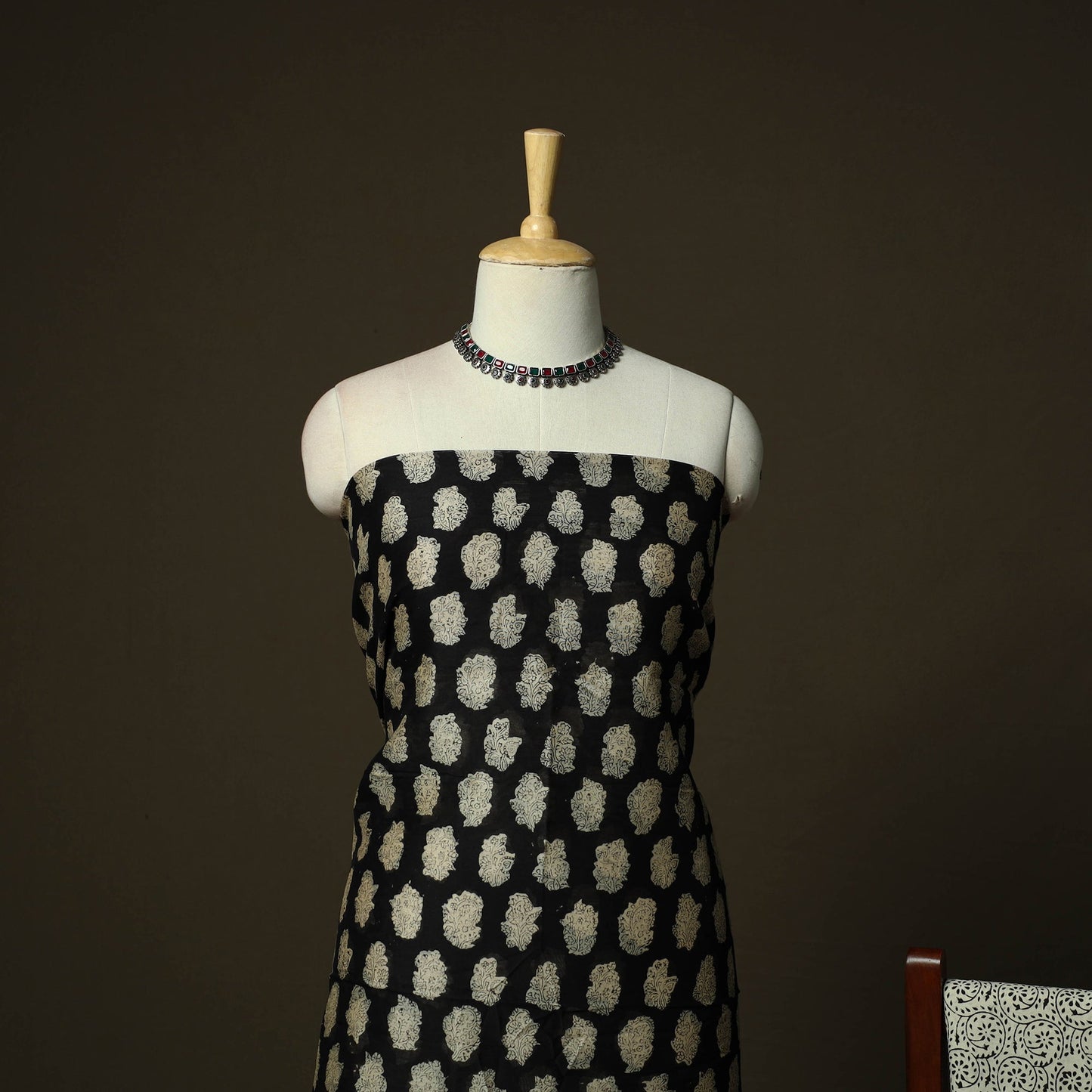 Maheshwari silk hand block bagru print 3pc unstitched dress