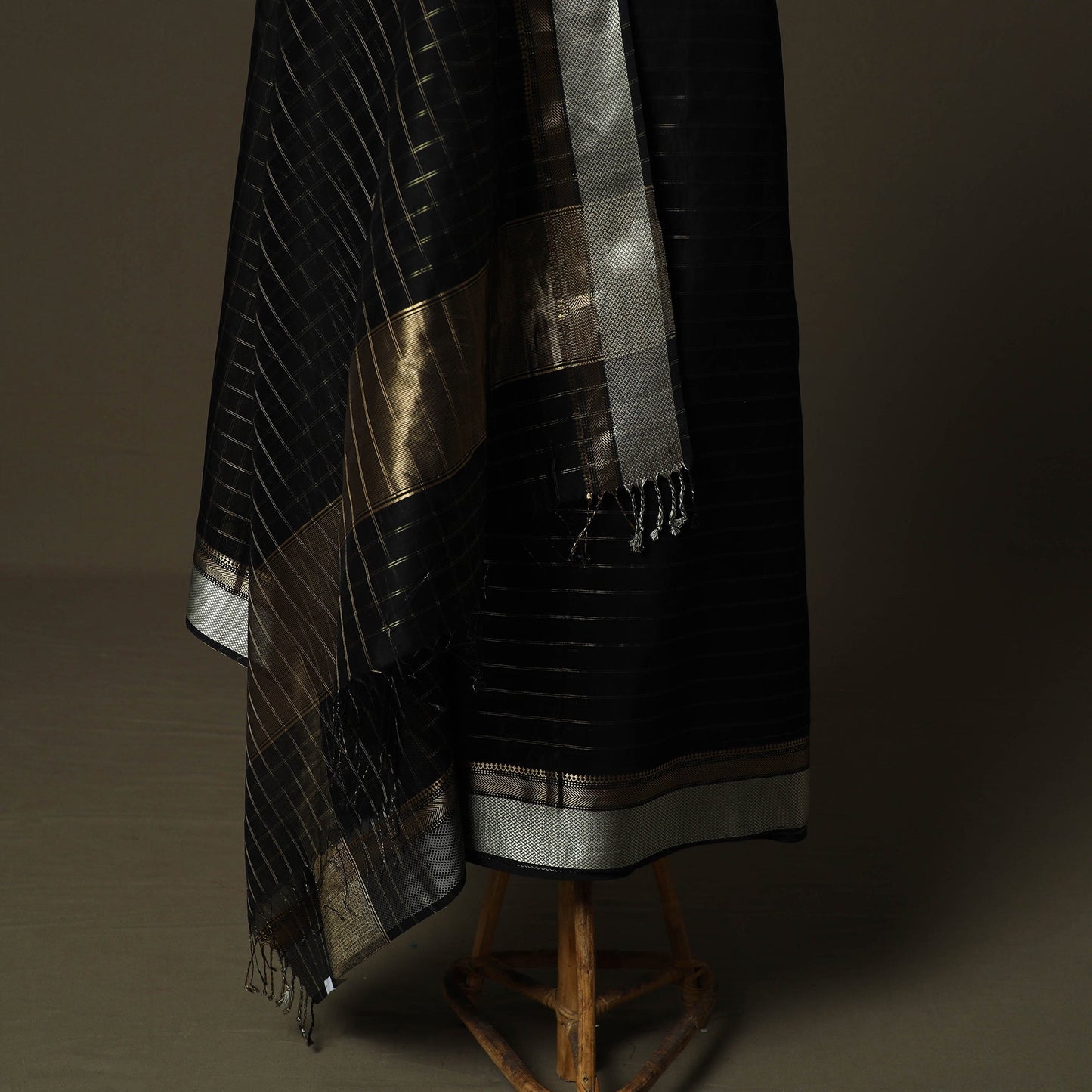 Maheshwari silk handloom zari stripes 2pc unstitched dress