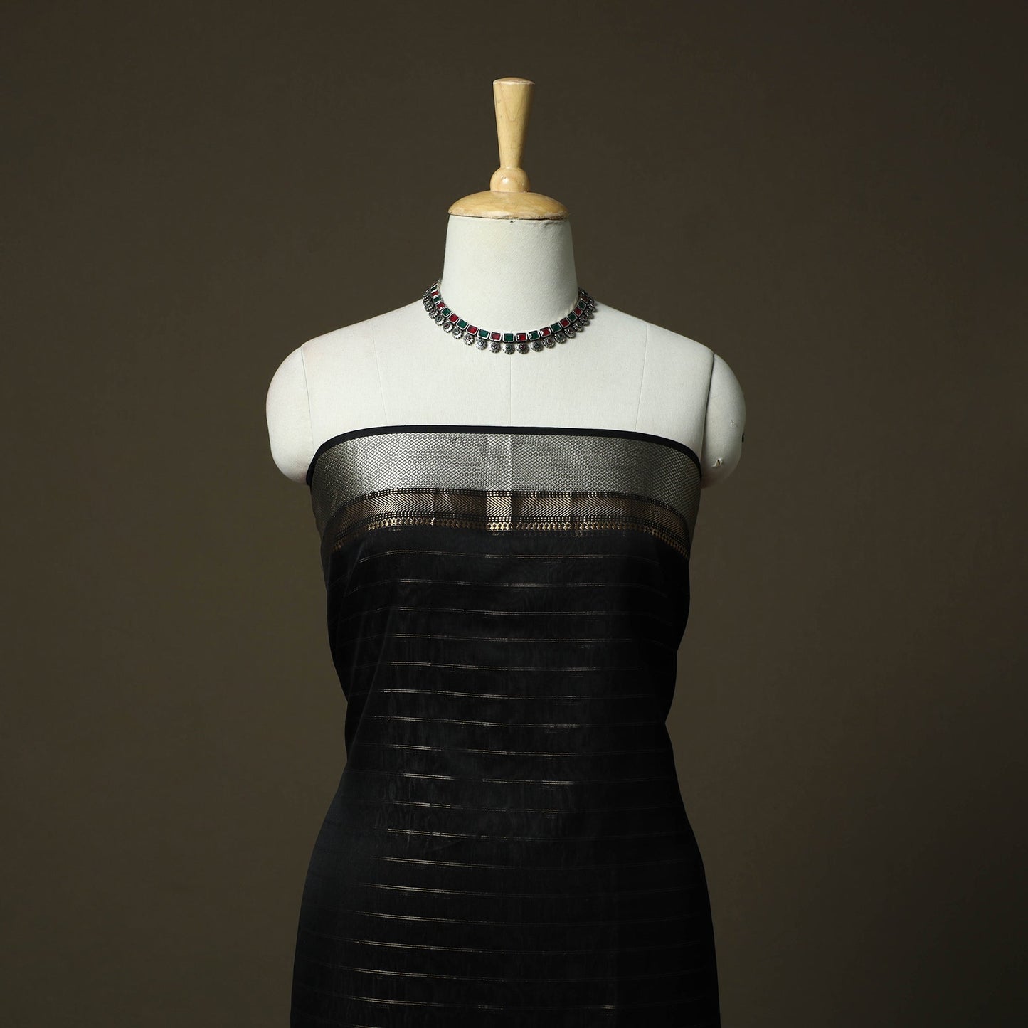 Maheshwari silk handloom zari stripes 2pc unstitched dress