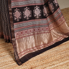 Black - maheshwari silk natural dyed bagh saree with zari