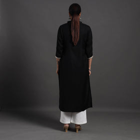  Black Plain Merino Woolen Kurta for Women