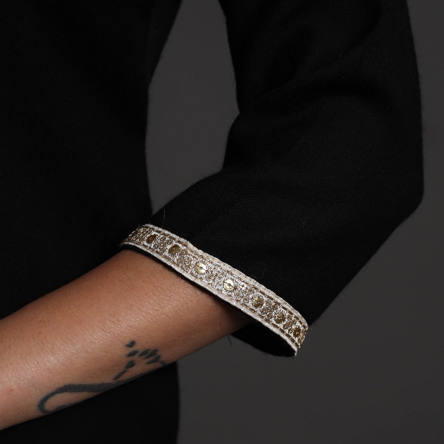  Black Plain Merino Woolen Kurta for Women