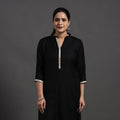  Black Plain Merino Woolen Kurta for Women