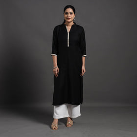  Black Plain Merino Woolen Kurta for Women