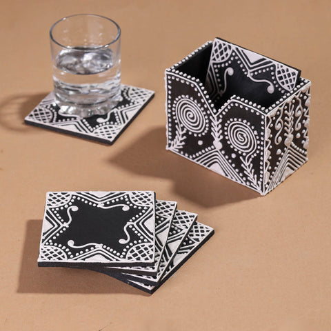  Mandana Art Handpainted Paper Mache Coasters 