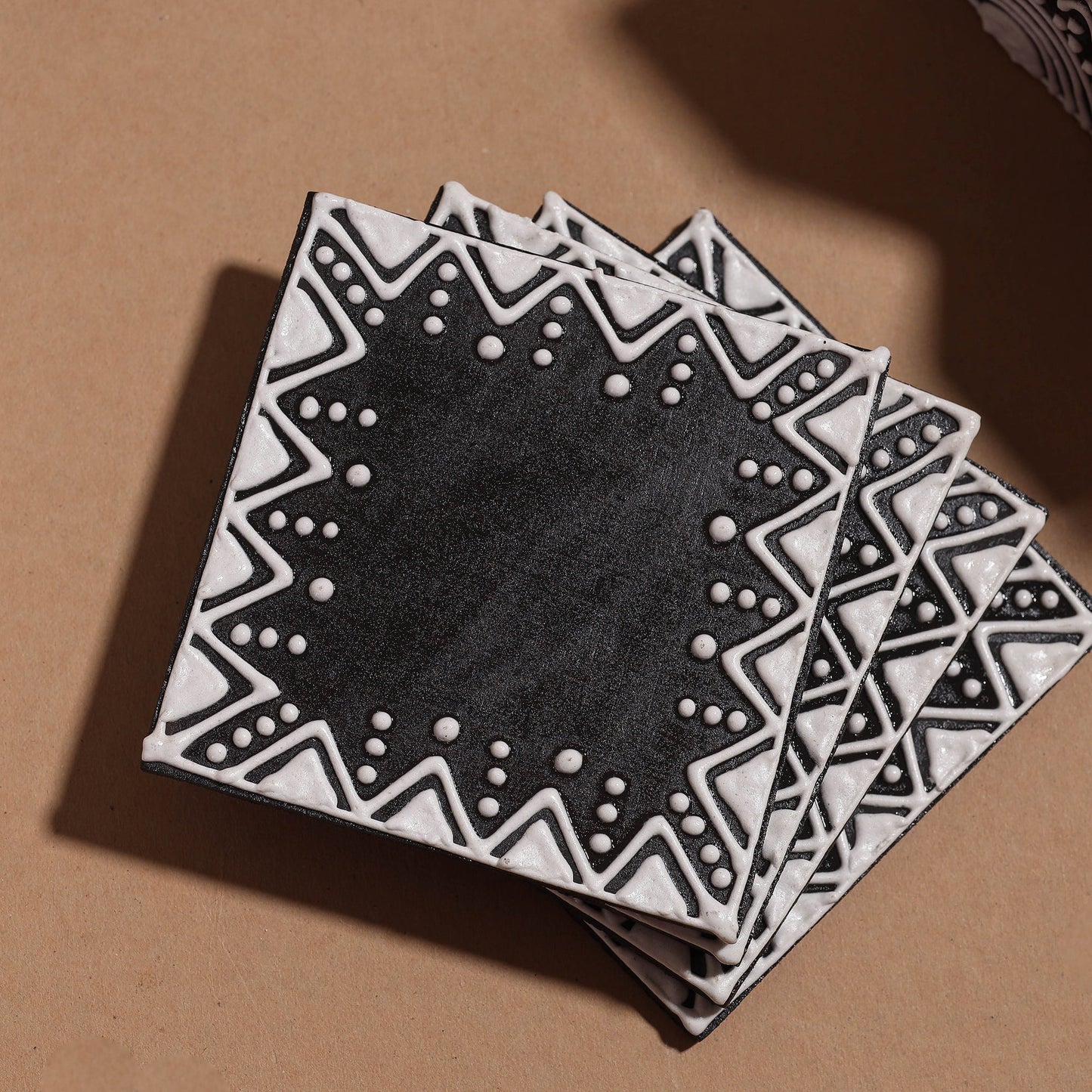  Mandana Art Handpainted Paper Mache Coasters 