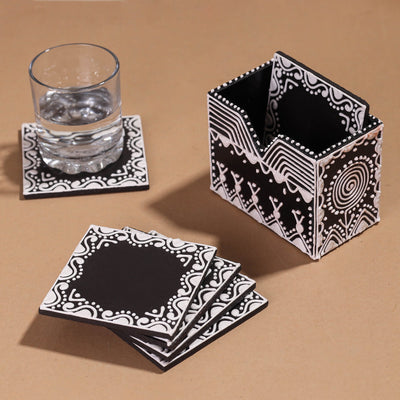  Mandana Art Handpainted Paper Mache Coasters 