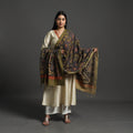 Black Mangalagiri Cotton Handpainted Pen Work Kalamkari Dupatta