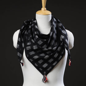 Black Maniabandha Ikat Handloom Cotton Scarf 