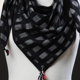 Black Maniabandha Ikat Handloom Cotton Scarf 