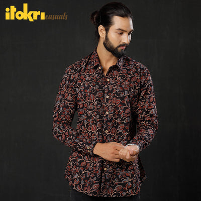  iTokri Casuals - Ajrakh Printed Cotton Men Full Sleeve Shirt 