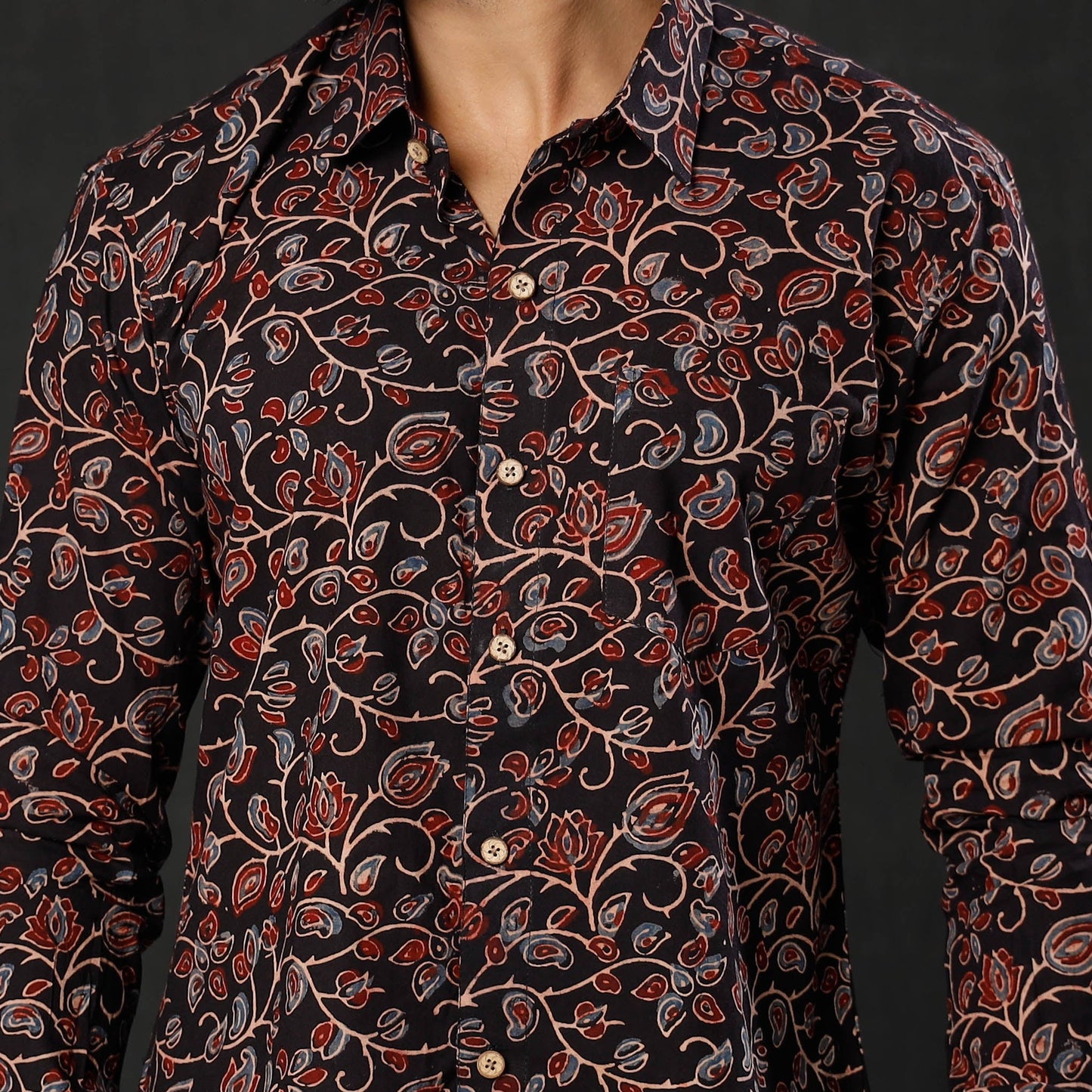  iTokri Casuals - Ajrakh Printed Cotton Men Full Sleeve Shirt 