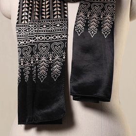 Black - mashru silk printed stole 51 - handcrafted