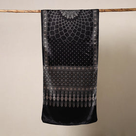 Black - mashru silk printed stole 56 - handcrafted
