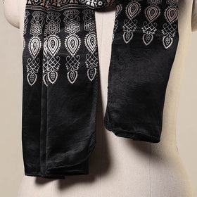 Black - mashru silk printed stole 56 - handcrafted
