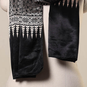 Black - mashru silk printed stole 57 - handcrafted