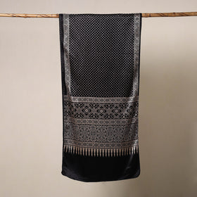 Black - mashru silk printed stole 57 - handcrafted