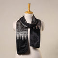 Black - mashru silk printed stole 57 - handcrafted