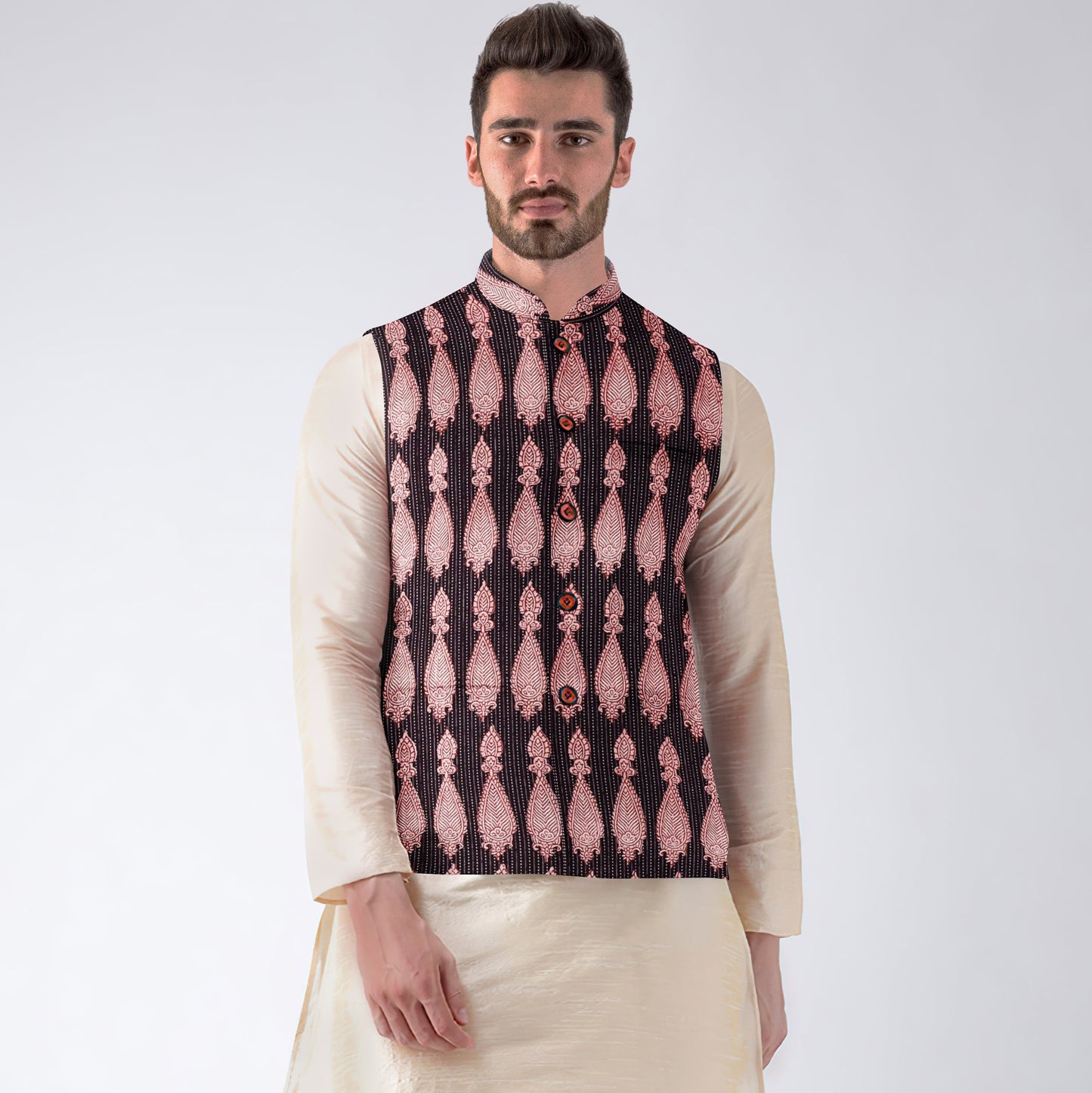 block printed nehru jacket