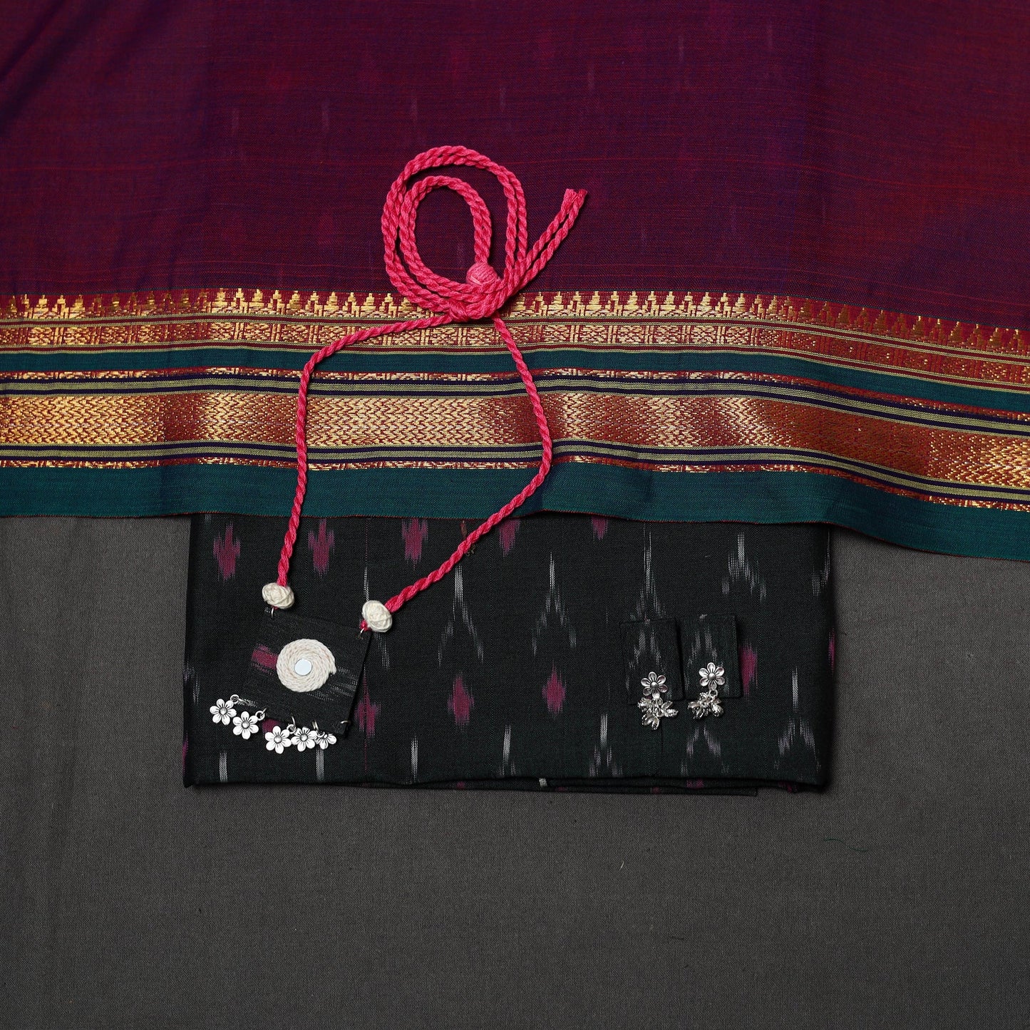 Mercerised cotton 2pc unstitched pochampally ikat dress