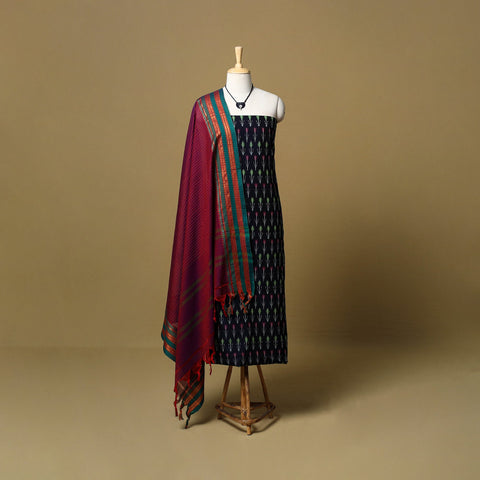 Mercerised cotton 2pc unstitched pochampally ikat dress