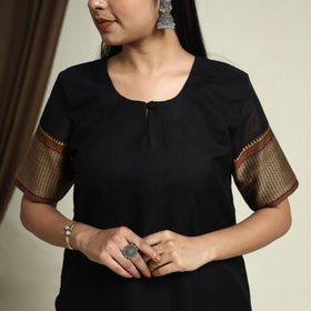 Mercerised Cotton Black Dharwad Kurta Set with Palazzo & Dupatta