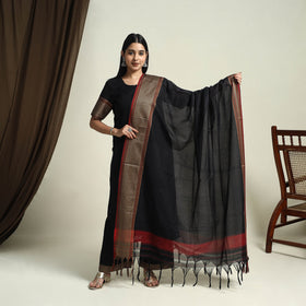 Mercerised Cotton Black Dharwad Kurta Set with Palazzo & Dupatta
