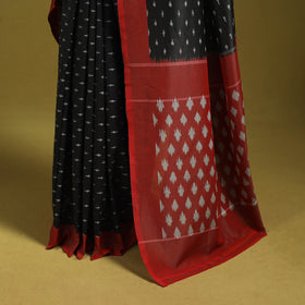 Black - mercerised cotton handloom pochampally ikat saree