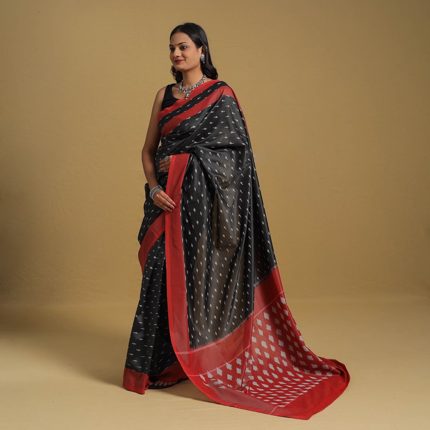 Mercerised Cotton Handloom Pochampally Ikat Saree