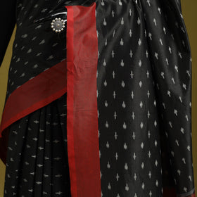 Black - mercerised cotton handloom pochampally ikat saree